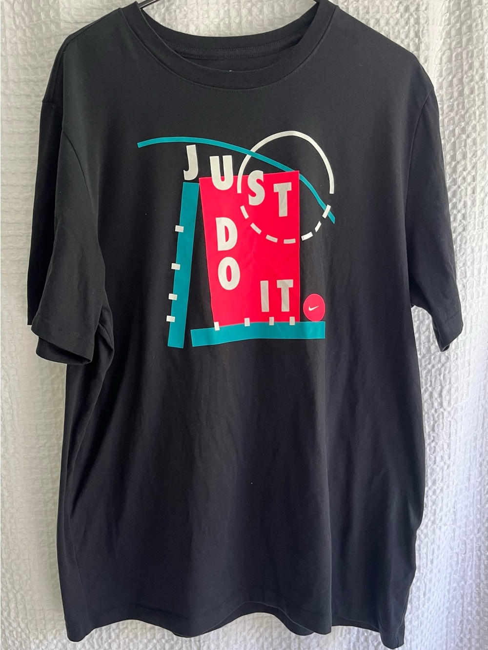 Nike Black Short Sleeve Tee with Red and Teal Graphic